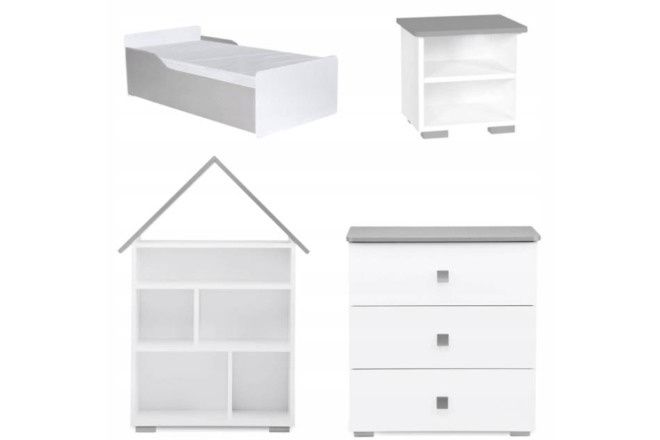 PABIS Kinderzimmermöbel-Set grau 4 Elemente weiß/grau - Foto 0