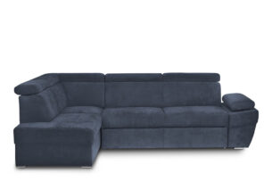 RATLO, https://konsimo.de/kollektion/ratlo/ Ausklappbares Ecksofa mit Bettzeugcontainer navy blau links marineblau - Foto