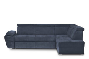 RATLO, https://konsimo.de/kollektion/ratlo/ Ausklappbares Ecksofa mit Bettzeugcontainer navy blau rechts marineblau - Foto