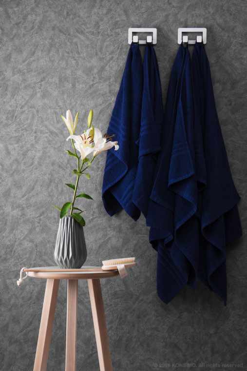 MANTEL Set mit 4 mittelgroßen Handtüchern marineblau - Foto 10