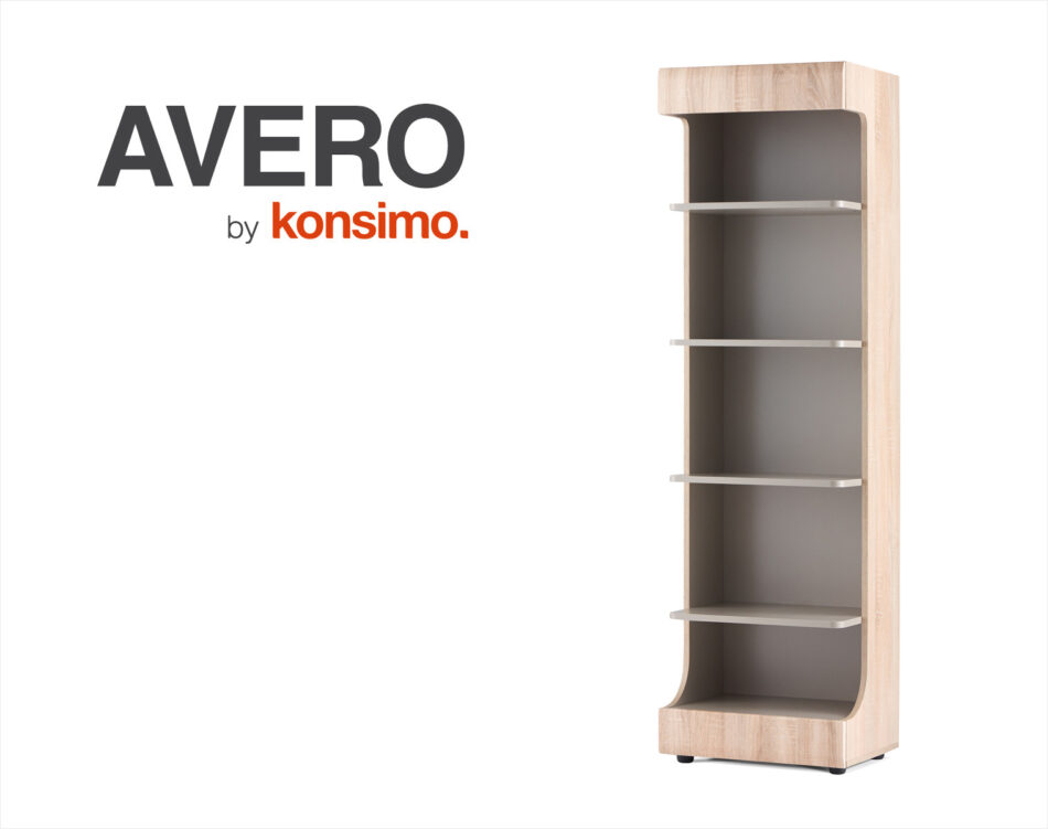 AVERO Bücherregal mit Regalen im skandinavischen Stil 55 cm Eiche grau eiche/grau-beige - Foto 7