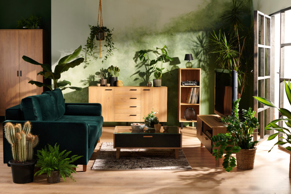 FRISK Skandinavischer Couchtisch mit Schublade eiche natur/anthrazit - Foto 1