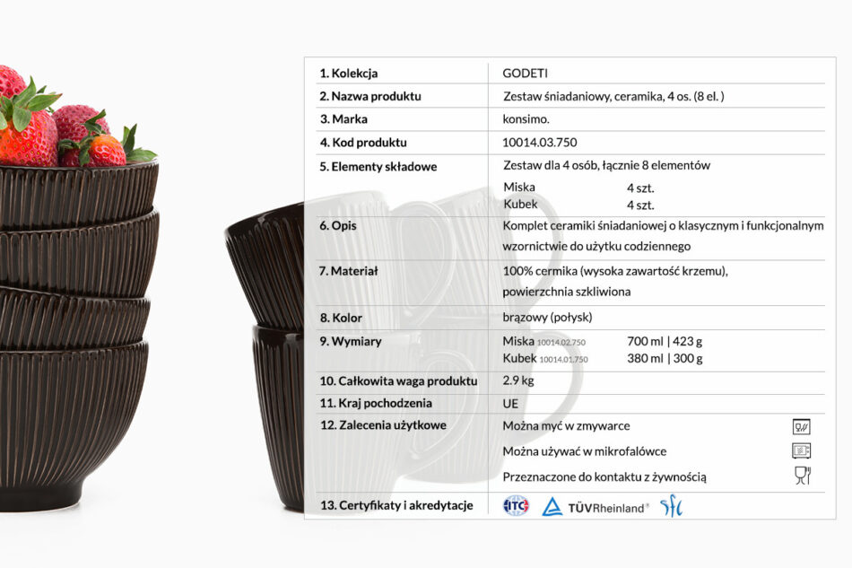GODETI Steingut Früh-teilig.sset braun für 4 Personen braun - Foto 2