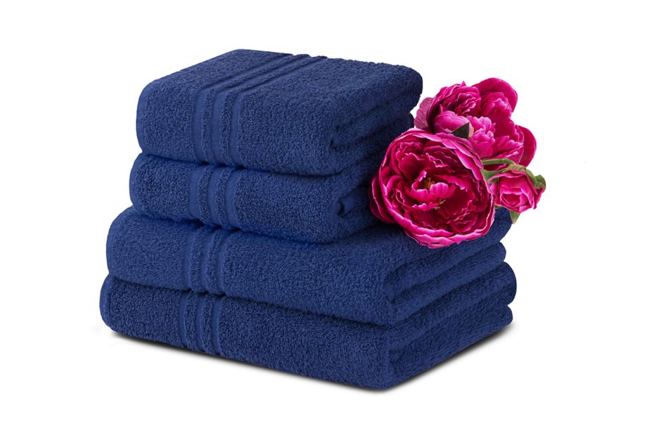 MANTEL Set mit 4 mittelgroßen Handtüchern marineblau - Foto 0