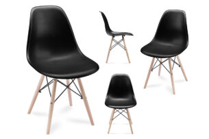 NEREA, https://konsimo.de/kollektion/nerea/ 4 schwarze skandinavische Stühle schwarz - Foto