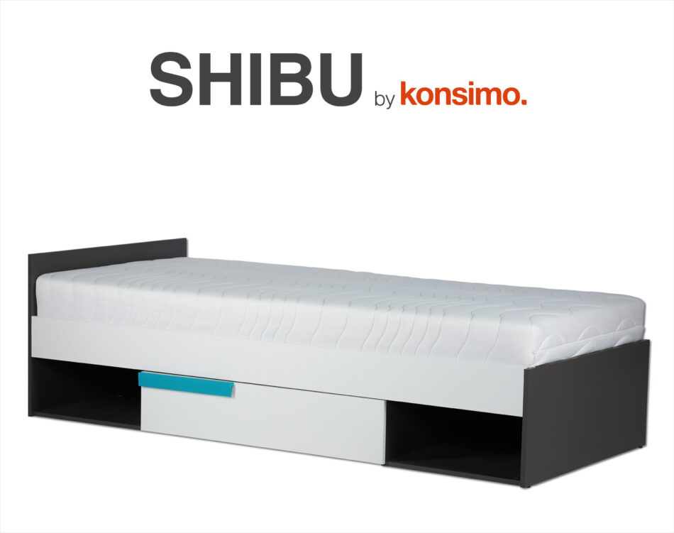 SHIBU Modernes Kinderbett mit Schublade graphit/weiß/blau - Foto 9
