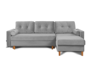 ERISO, https://konsimo.de/kollektion/eriso/ Velours Ecksofa für das Wohnzimmer rechts oder links in grau grau - Foto