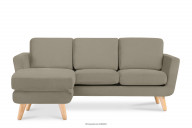 Beige skandinavisches Ecksofa mit Pouffe / Ottomane links