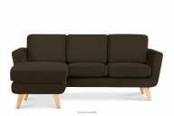 Braunes skandinavisches Ecksofa mit Pouffe / Ottomane links