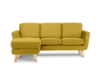 Gelbes skandinavisches Ecksofa mit Pouffe / Ottomane links