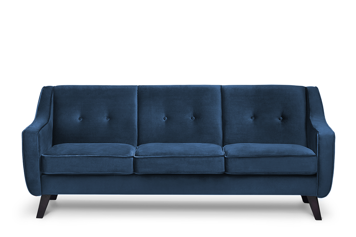 Scandinavian Sofa 3-Sitzer Sofa Velours Navy Blau
