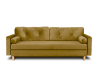 Gelbes Velours 3-Sitzer Schlafsofa