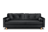 Dunkelgraues Velours 3-Sitzer Schlafsofa