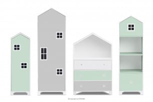 MIRUM, https://konsimo.de/kollektion/mirum/ Landhausmöbel-Set für einen Jungen grau 4 Elemente weiß/dunkel mint/grau - Foto