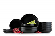 Modernes Tafelservice 6-Personen-Set (18 tlg.) Schwarz matt