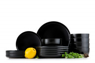 Tafelservice 6-Personen-Set (18 tlg.) Schwarz matt