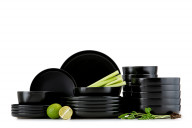 Modernes Tafelservice 6-Personen-Set 24-teilig Schwarz matt