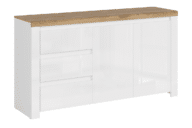 Große Kommode 150 cm für das Wohnzimmer weiß / Eiche
