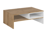 Couchtisch mit Einlegeböde für das Wohnzimmer weiß / Eiche