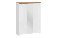 Dreitüriger Schlafzimmerschrank mit Spiegel weiß / Eiche