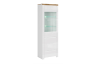 Glasschrank für das Wohnzimmer weiß / Eiche