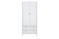Eleganter zweitüriger Kleiderschrank mit Stange und Schubladen weiß