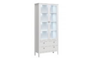Elegante Hochvitrine mit Einlegeböden und Schubladen weiß
