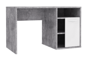 CANMORE, https://konsimo.de/kollektion/canmore/ Schreibtisch mit Schubladen und Regalen grau/weiß - Foto