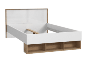CHICORY, https://konsimo.de/kollektion/chicory/ Bett mit Einlegeböden für das Schlafzimmer weiß / eiche natur - Foto