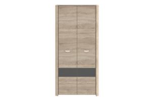 YOOP, https://konsimo.de/kollektion/yoop/ Zweitüriger Kleiderschrank für das Schlafzimmer sonoma eiche/grau - Foto