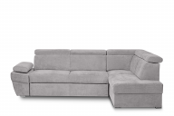 Ausklappbares Ecksofa mit Bettzeugablage hellgrau rechts