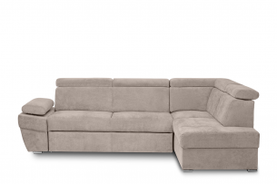 RATLO, https://konsimo.de/kollektion/ratlo/ Ausklappbares Ecksofa mit Bettzeugcontainer beige rechts beige - Foto