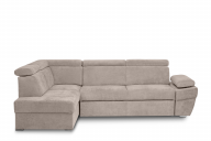 Ausklappbares Ecksofa mit Bettzeugcontainer beige links