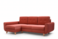Ecksofa mit Schlaffunktion auf Holzbeinen Rot links