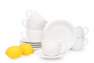 Set Kaffeetassen und Untertassen für 6 Personen, weiß