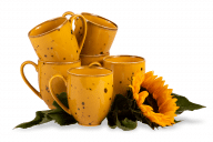 Set von großen Bechern polnisches Porzellan Cottage Yellow für 6 Personen