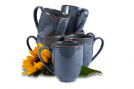 Set von großen Bechern polnisches Porzellan Cottage Graphit für 6 Personen
