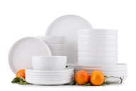 Modernes Tafelservice 6-Personen-Set 24-teilig weiß