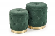 Set mit 2 runden Velourspuffs im Glamour-Stil flaschengrün