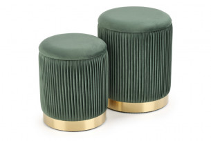 BRITIS, https://konsimo.de/kollektion/britis/ Set aus 2 runden Velours-Sitzsäcken mit Aufbewahrungsbox flaschengrün dunkelgrün/gold - Foto