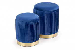 BRITIS, https://konsimo.de/kollektion/britis/ Set aus 2 runden Velours-Sitzsäcken mit Aufbewahrungsbox navy blau marineblau/gold - Foto