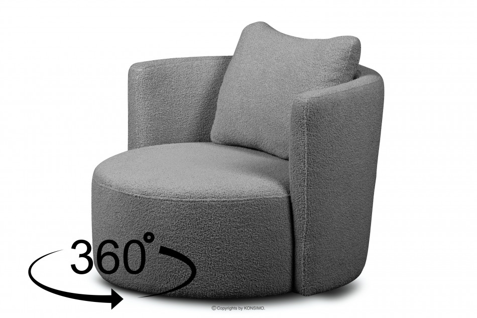 RAGGI Drehbarer Sessel aus Boucle dunkelgrauer dunkelgrau - Foto 3