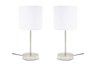 Weiße und silberne Schlafzimmerlampen 2tlg.