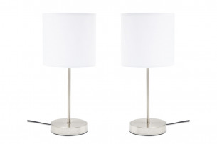 ISNER, https://konsimo.de/kollektion/isner/ Weiße und silberne Schlafzimmerlampen 2tlg. silber/weiß - Foto