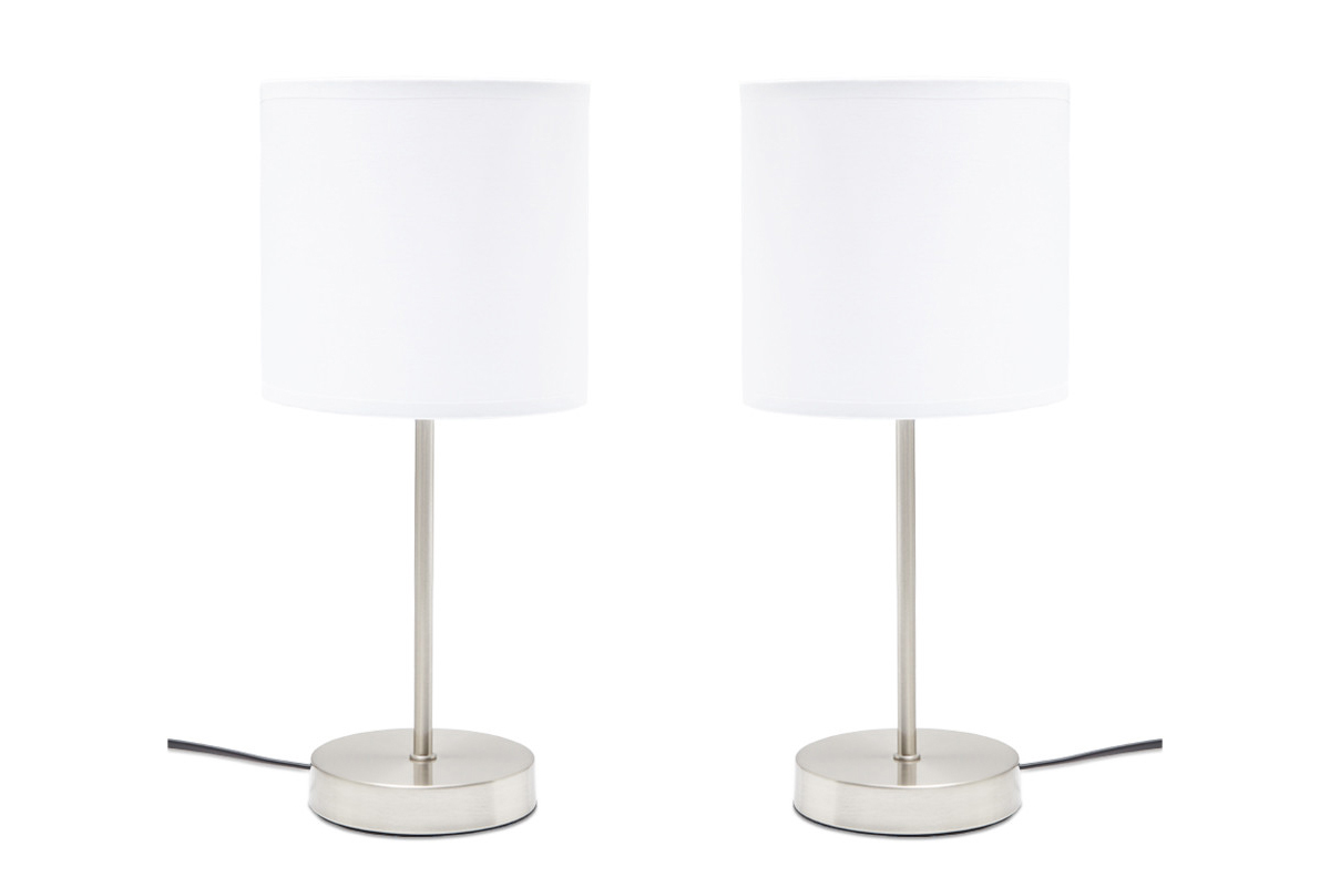 Weiße und silberne Schlafzimmerlampen 2tlg.