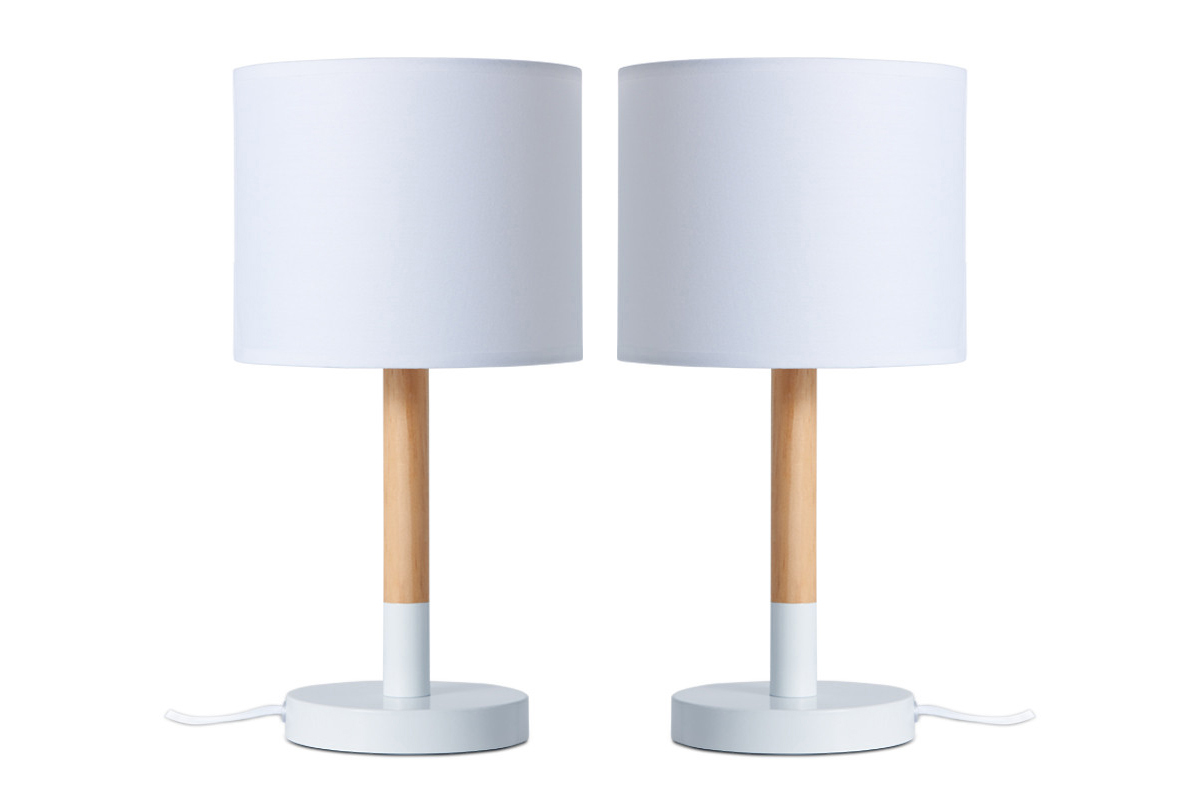 Minimalistische weiße Schlafzimmerlampe 2tlg.