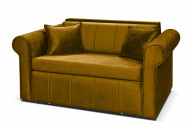Glamour-Sofa aus Samt mit zusätzlichen Kissen senf