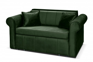 LAVIO, https://konsimo.de/kollektion/lavio/ Glamour-Sofa aus Samt mit zusätzlichen Kissen flaschengrün dunkelgrün - Foto