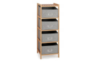Bücherregal aus Holz mit Körben