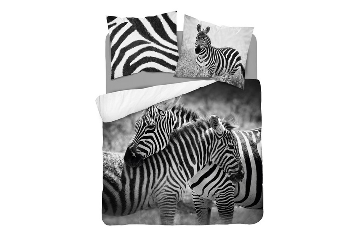 Schwarze und weiße Baumwollbettwäsche mit Zebra 220x200 cm